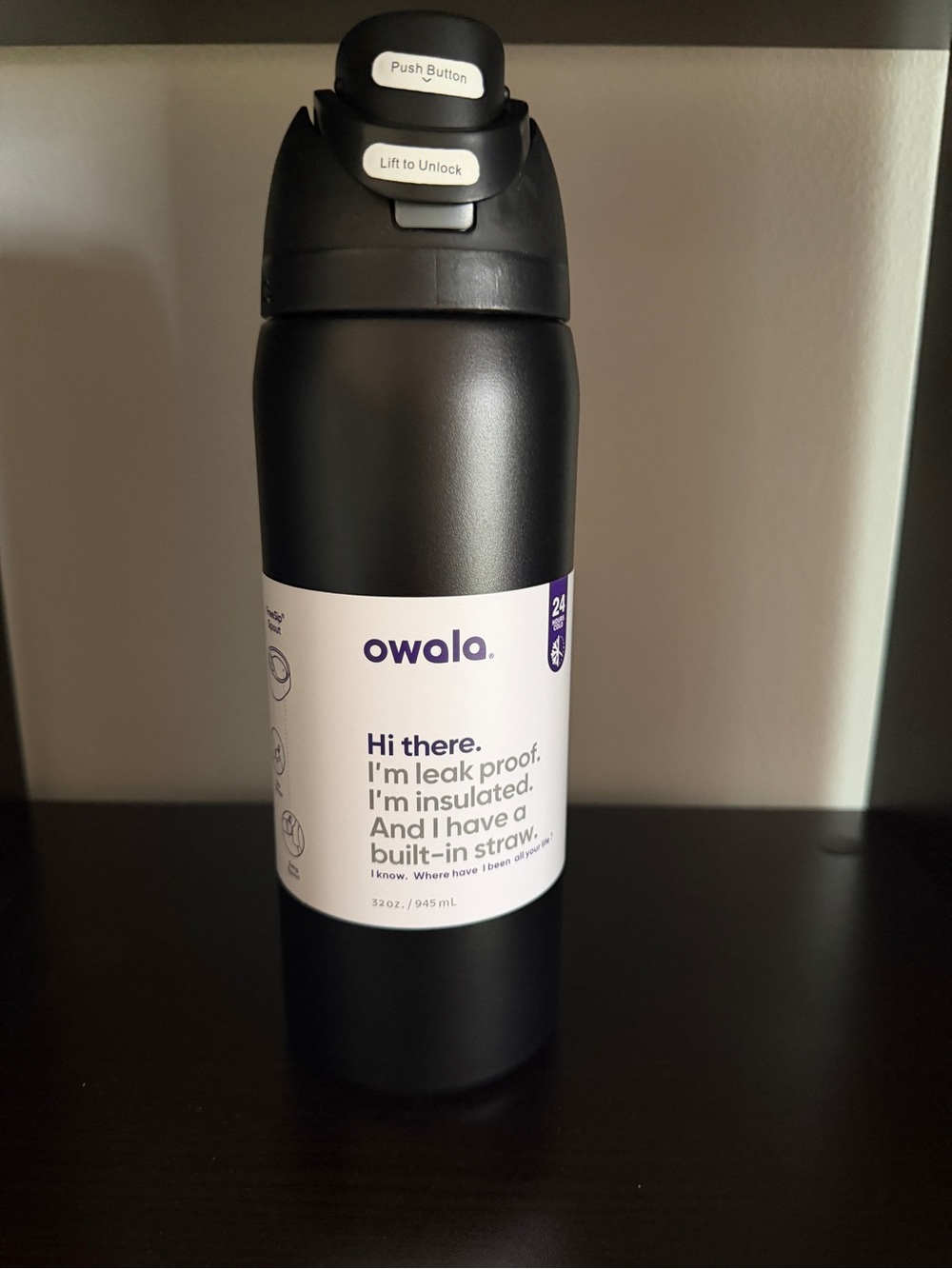 Owala FreeSip 32oz Stainless Steel Water Bottle Very Very Dark Top Quality